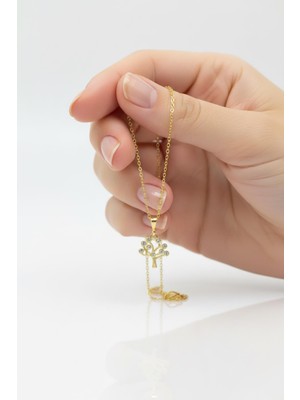 By Barun Gümüş Hayat Ağacı Kolye 925 Ayar Beyaz Taşlı Yuvarlak Model Kadın Takı ve Hediyelik