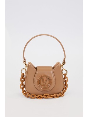 Levidor Logolu, Mini Boy, Zincir Detaylı, Uzun Askılı, Kadın Şık El Çantası 930346 Kahverengi