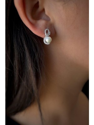 Birinci1926 Sonsuzluk Modeli Zirkon Taşlı Inci Küpe