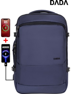 Dada Fonksiyonel Körüklü Erkek Sırt ve Seyahat Çantası 15,6 Inç 40 Litre USB Type-C Aparat Ortopedik