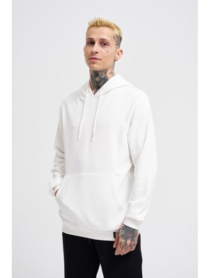 Machinist Erkek Regular Şardonsuz Ekru Hoodie