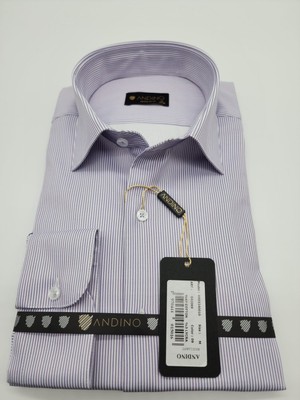 Andino Regularfit Lila Çizgili Erkek Gömlek Likralı Esnek Kumaş 042069-09