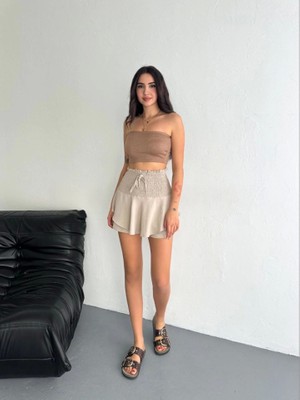 Etiler Collection Ayrobin Şortlu Etek - Bej