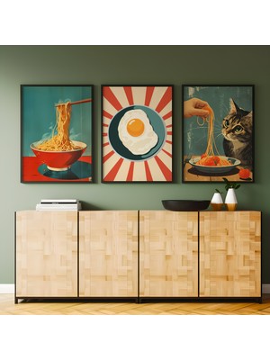 İkona Design Studio Ahşap Çerçeveli 3'lü Poster Tablo Seti | Modern Stil Minimal Duvar Dekoru