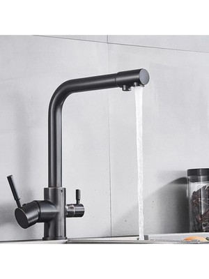 3 Yollu Arıtma Bataryası Siyah Arıtma Çıkışlı Mutfak Eviye Sıcak Soğuk Mix