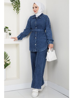 İlkimay.com Ceket Pantolon Kot Ikili Takım 1637 - Mavi