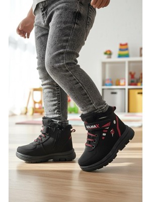 Oksit Unisex Çocuk Bot Fermuarlı Kürklü Bantlı Kauçuk Tabanlı Outdoor Kullanım İçin