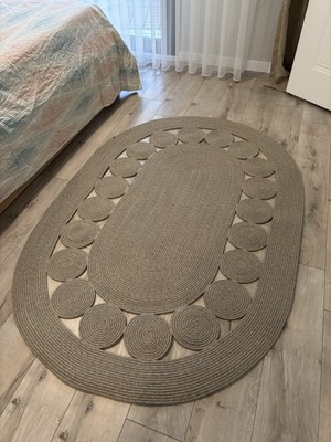 MaVaux Cookie Taş Kırçıllı Jüt Kordon Hasır El Örgüsü Kilim Oturma Odası Antre Mutfak