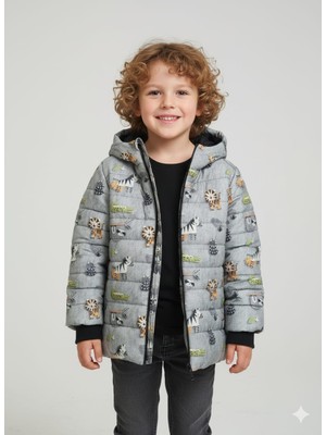 Dublino Kids Yeni Desenli Içi Kürklü ve Kapüşonlu Su ve Rüzgar Geçirmez Erkek Çocuk Montu