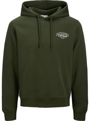 Jack & Jones Jjmakoto Sweat Hood Haki Erkek Sweatshirt