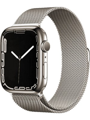 Adige Apple Watch 11 46MM Kordon Kayış Metal Hasır Örgülü