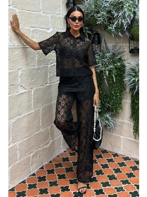 Etiler Collection Pantolonu Astarlı Dantel Ikili Takım 10119