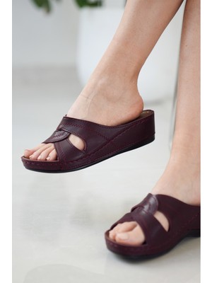 Lamedore Mulex Kadın Anatomik Deri Görünümlü Ortopedik Ev ve Günlük Terlik – Rahat Kaymaz Tabanlı