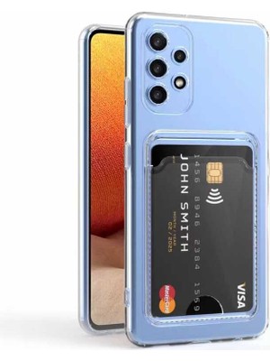 Galaxy A73 Kılıf Kartlıklı Şeffaf Aden Setra Clear Silikon Kapak-Renksiz