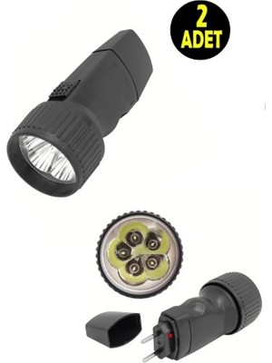 Usin 2 Adet Prizden Şarjlı Çok 5 Power Ledli Kamp Gece Yürüyüş Deprem Çantası El Feneri 135X45X45MM