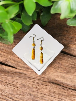 Arya Planet Muffyclay Özel Tasarım, Polimer Kil Turuncu Sallantılı Simli Küpe - Sunset