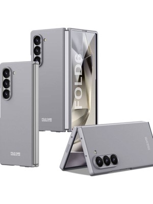 Galaxy Z Fold 6 Kılıf Aden Sert Kıpta Kapak-Gri
