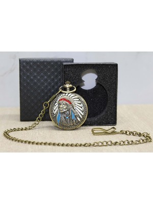 Keyfim Shop Isme Özel Kutulu Antik Kızılderili Köstekli Saat