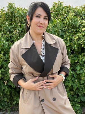 Patuta Butik Vizon Tasarım Detaylı Kuşak Kemerli Uzun Trençkot