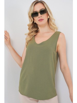 Hiccup Kadın BDART V Yakalı Bluz Haki Yeşil