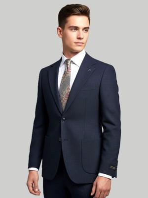 HERMOSE Signature | Derin Lacivert Dokulu Ceket