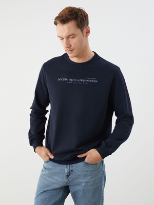 Lc Waikiki Yeni Sezon Bisiklet Yaka Baskılı Erkek Sweatshirt