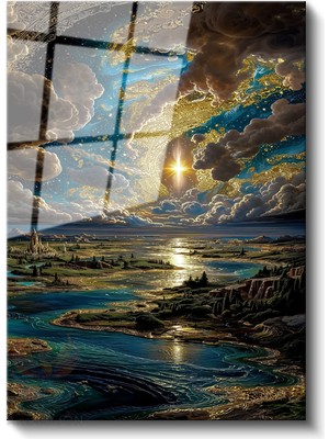 Artarilion Cam Dikey Duvar Tablosu Cam Fantastik Gökyüzü Ev Ofis Salon Modern Duvar Tablosu