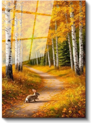 Artarilion Cam Dikey Duvar Tablosu Cam Sonbahar Tavşan Ev Ofis Salon Modern Duvar Tablosu