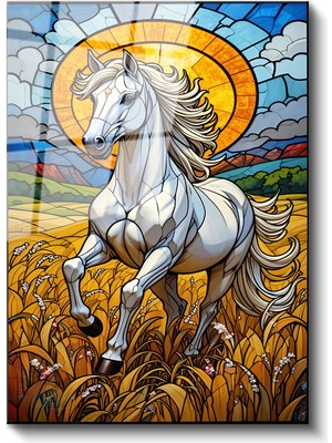 Artarilion Cam Dikey Duvar Tablosu Cam Mozaik At Ev Ofis Salon Modern Duvar Tablosu