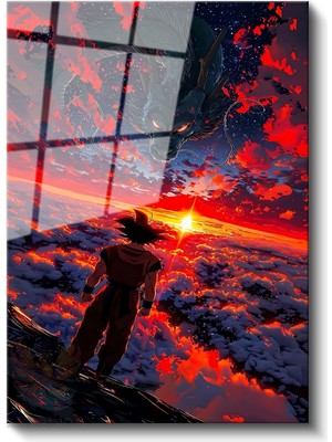 Artarilion Cam Dikey Duvar Tablosu Cam Goku Ejderha Anime Tablosu Ev Ofis Salon Modern Duvar Tablosu