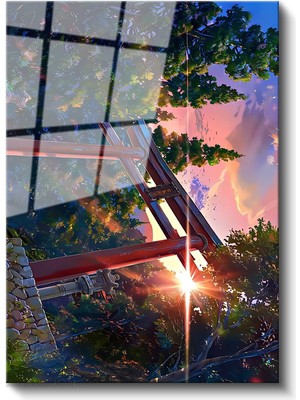 Artarilion Cam Dikey Duvar Tablosu Cam Japon Kapılar Geçitler Ev Ofis Salon Modern Duvar Tablosu