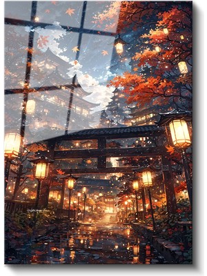 Artarilion Cam Dikey Duvar Tablosu Cam Japonya Kapılar Ev Ofis Salon Modern Duvar Tablosu