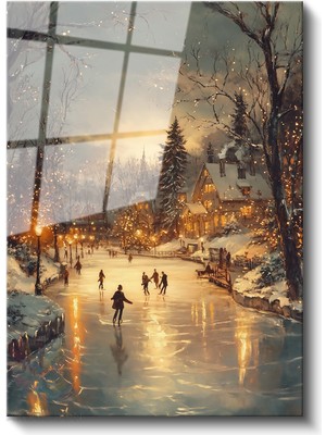 Artarilion Cam Dikey Duvar Tablosu Cam Donmuş Nehir Ev Ofis Salon Modern Duvar Tablosu