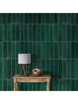 Arkhearts Verdelio – Zümrüt Yeşili Seramik Dokulu Kendinden Yapışkanlı Duvar Kağıdı- Zümrüt Yeşili Seramik Doku, Kolay Uygulama