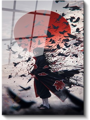 Artarilion Cam Dikey Duvar Tablosu Cam Itachi1 Anime Tablosu Ev Ofis Salon Modern Duvar Tablosu