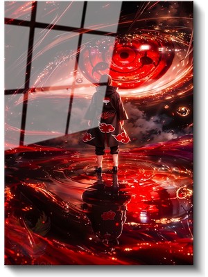 Artarilion Cam Dikey Duvar Tablosu Cam Itachi3 Anime Tablosu  Ev Ofis Salon Modern Duvar Tablosu