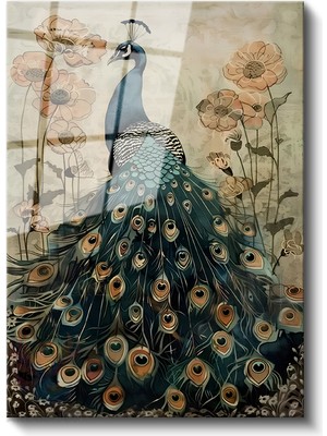 Artarilion Cam Dikey Duvar Tablosu Cam Klasik Tavuzkuşu Ev Ofis Salon Modern Duvar Tablosu