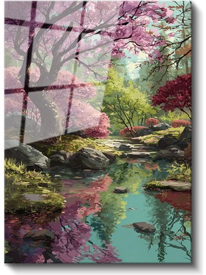 Artarilion Cam Dikey Duvar Tablosu Cam Orman Su Ev Ofis Salon Modern Duvar Tablosu