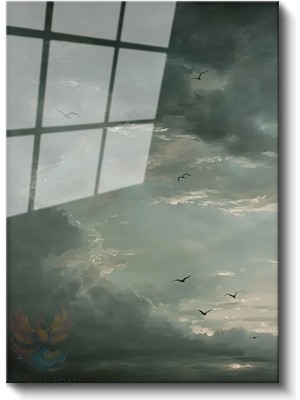 Artarilion Cam Dikey Duvar Tablosu Cam Kasvetli Gökyüzü Ev Ofis Salon Modern Duvar Tablosu