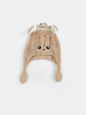 LC Waikiki Hayvan Nakışlı Pelüş Kız Çocuk Kar Şapkası  (W5)