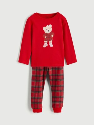 LC Waikiki Bisiklet Yaka Ayı Teddy Baskılı Kız Bebek Pijama Takımı  (W5)