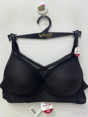 Nergiz Kadın Toparlayıcı Yarım Destekli Tül Detaylı Siyah Sütyen