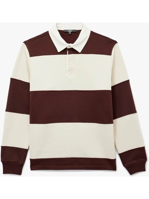 Koton Çizgili Bordo Erkek Sweatshirt 6WAM70067MK