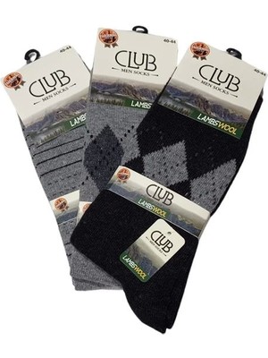 Kapsulavm Club Lamswool Yün Erkek Kışlık Çorap 3 Adet
