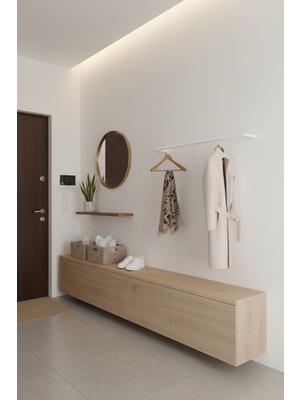 Grandmix Modern Metal Duvara Monte Elbise Askılığı Yer Kaplamayn Dekoratif Duvar Askısı 100X25 cm