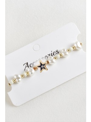 Bijuteri Net Deniz Yıldızı Boncuk Inci Makrome Ip Bileklik