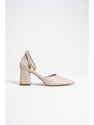 Trendella Doren Bej Cilt Kadın Topuklu Ayakkabı