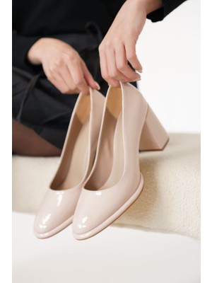 Trendella Pensy Bej Rugan Kadın Topuklu Ayakkabı