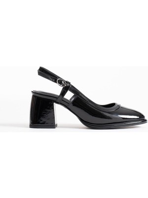 Trendella Taila Siyah Rugan Kadın Topuklu Ayakkabı