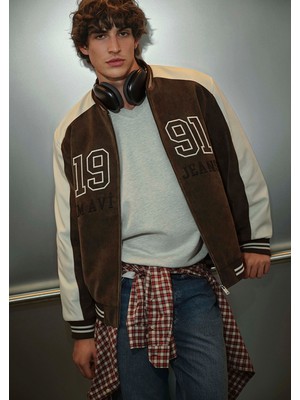 Mavi Mavi Baskılı Suni Süet Kolej Ceketi 0110724-70242